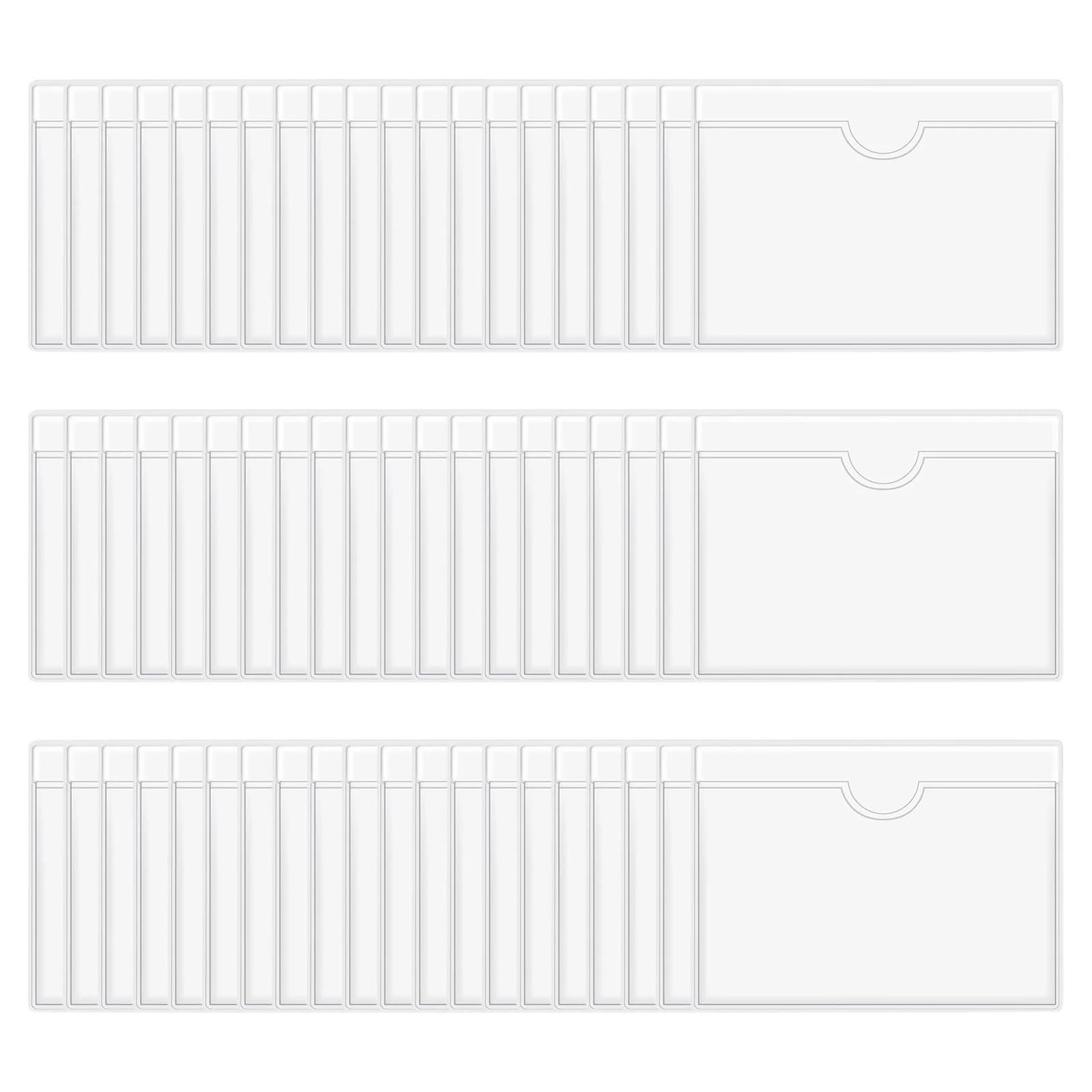 Hzomif 60/120 Pcs Clear Self-Adhesive Label Holder Card Pockets - Top Open