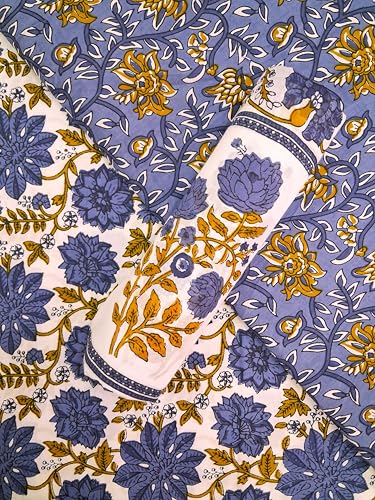 Image of VEENA HANDICRAFT Pure Cotton Jaipuri Sanganeri Print Salwar Suit With Dupatta set