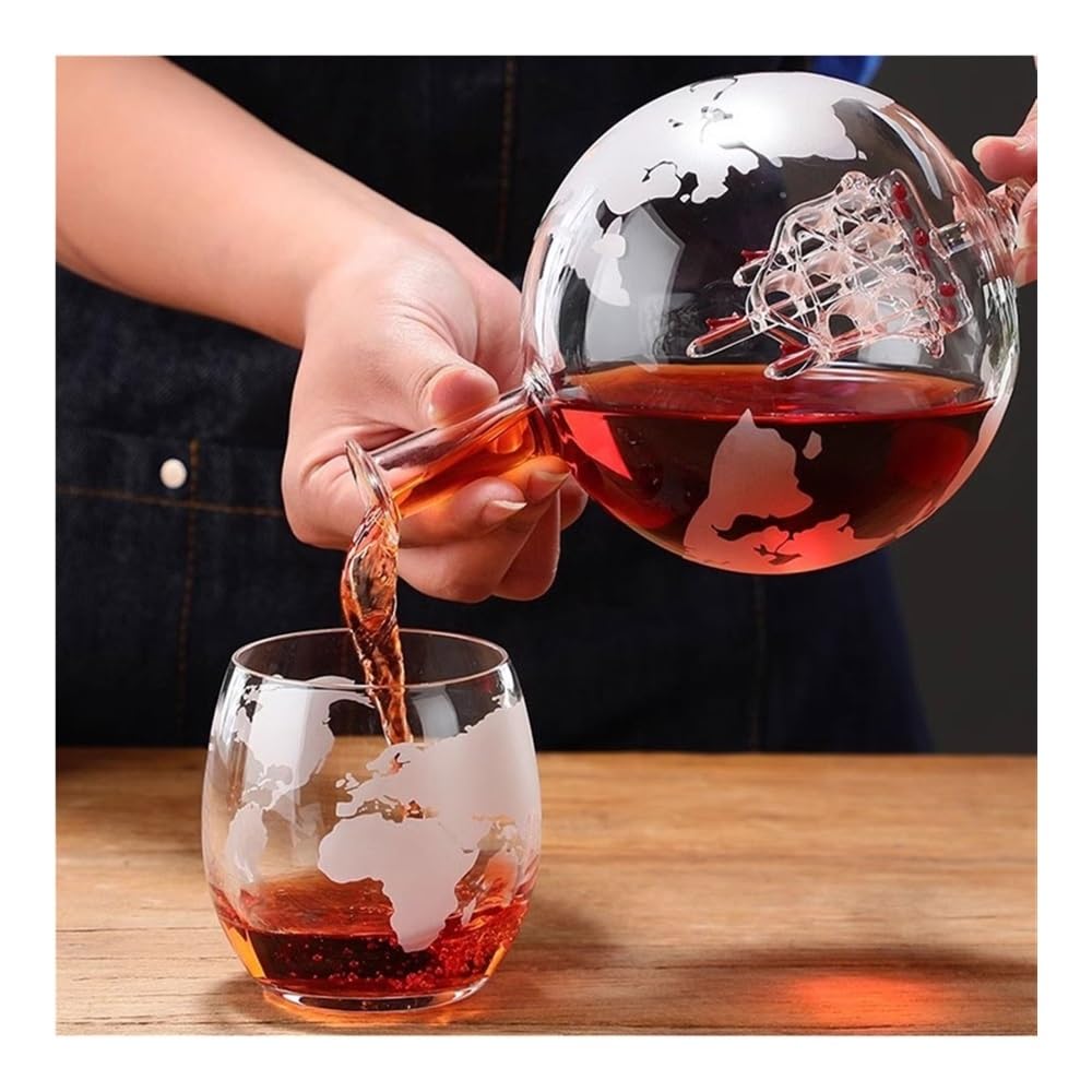 birene Decanter Bottiglia di Vino in Vetro gorgogliante Globe, Vuota, Creativa, Artigianale, Set Rosso