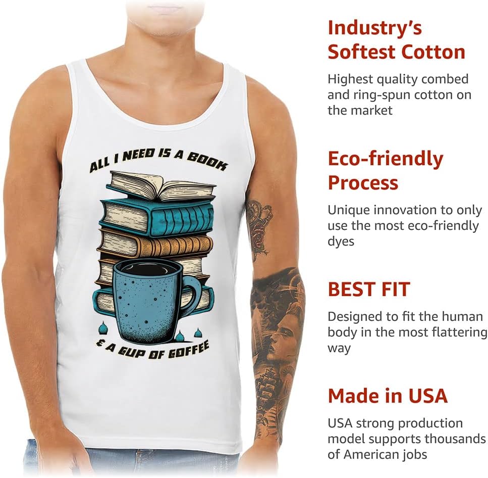 All I Need is a Book Tank - Print Workout Tank - Coffee Jersey Tank