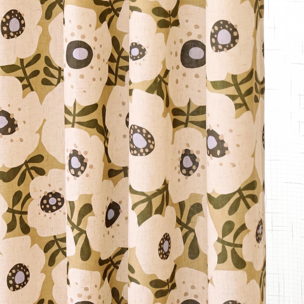 bilin gaier Designer French Vintage Linen Curtain,2 Panels,65"x71"-Hidaka | Semi-Blackout Boho Drapes with Metal Grommets,Home Decor Curtains for Living Room Bedroom Farmhouse