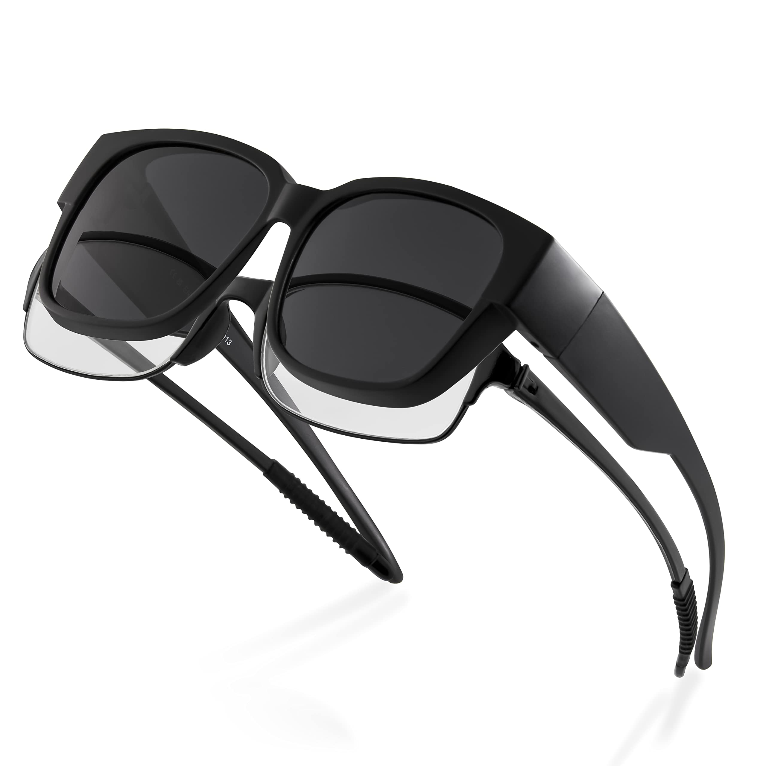 RivaSol Gloss or Matt Black Polarised Sunglasses Polarized Protected Lens Fit Over Prescription Glasses For Spectacle Wearers Overglasses Unisex
