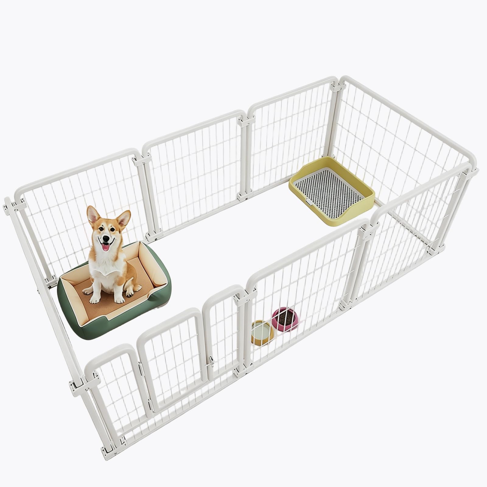 Dog Playpen Indoor Outdoor,8 Panel Dog Exercise Metal Pen Fence,180x60x60cm