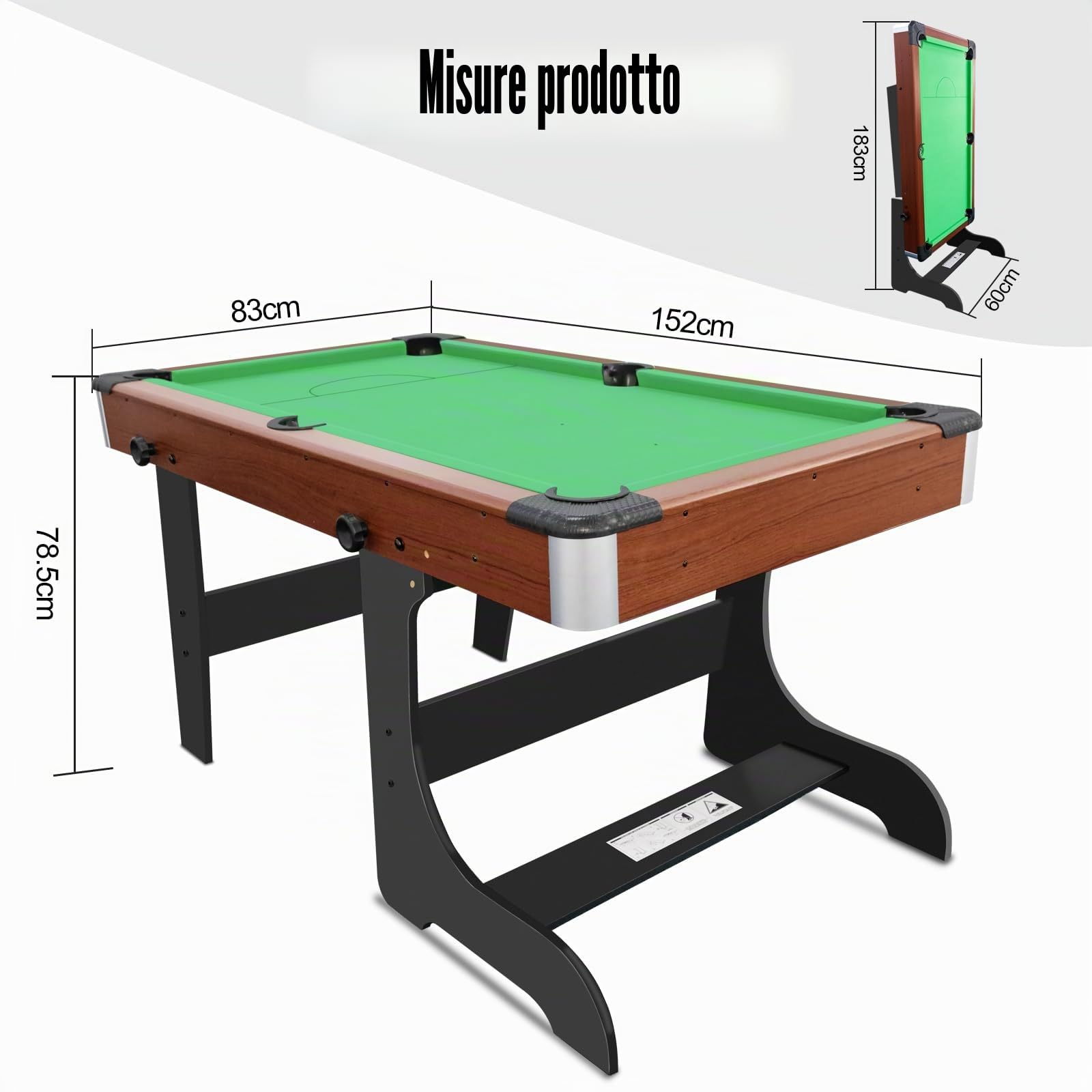 HLC Tavolo da Biliardo 5 Piedi Pieghevole - Tavolo da Casa Salvaspazio Con Set Completo di Accessori - Adatto a Bambini e Adulti, Robusto