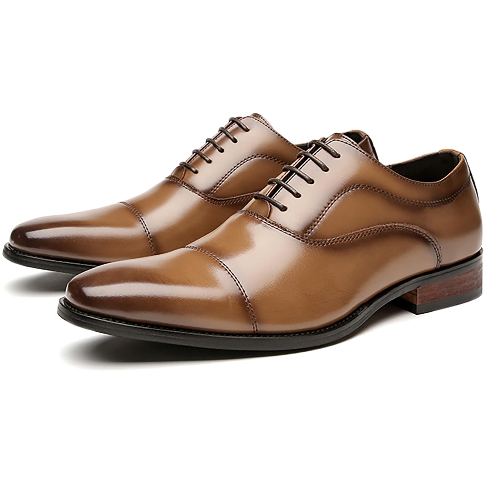 Hommes d'affaires Travail Bureau Oxfords Mariage marié Bal Derbys Chaussures habillées à Lacets Formelles,Jaune,43