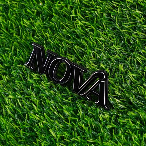 Image of 1Pc 1975-1979 Nova Front Fender Emblem 3D Badge Nameplate with mounting Studs 358756 Replacement for Nova (Silver Black)