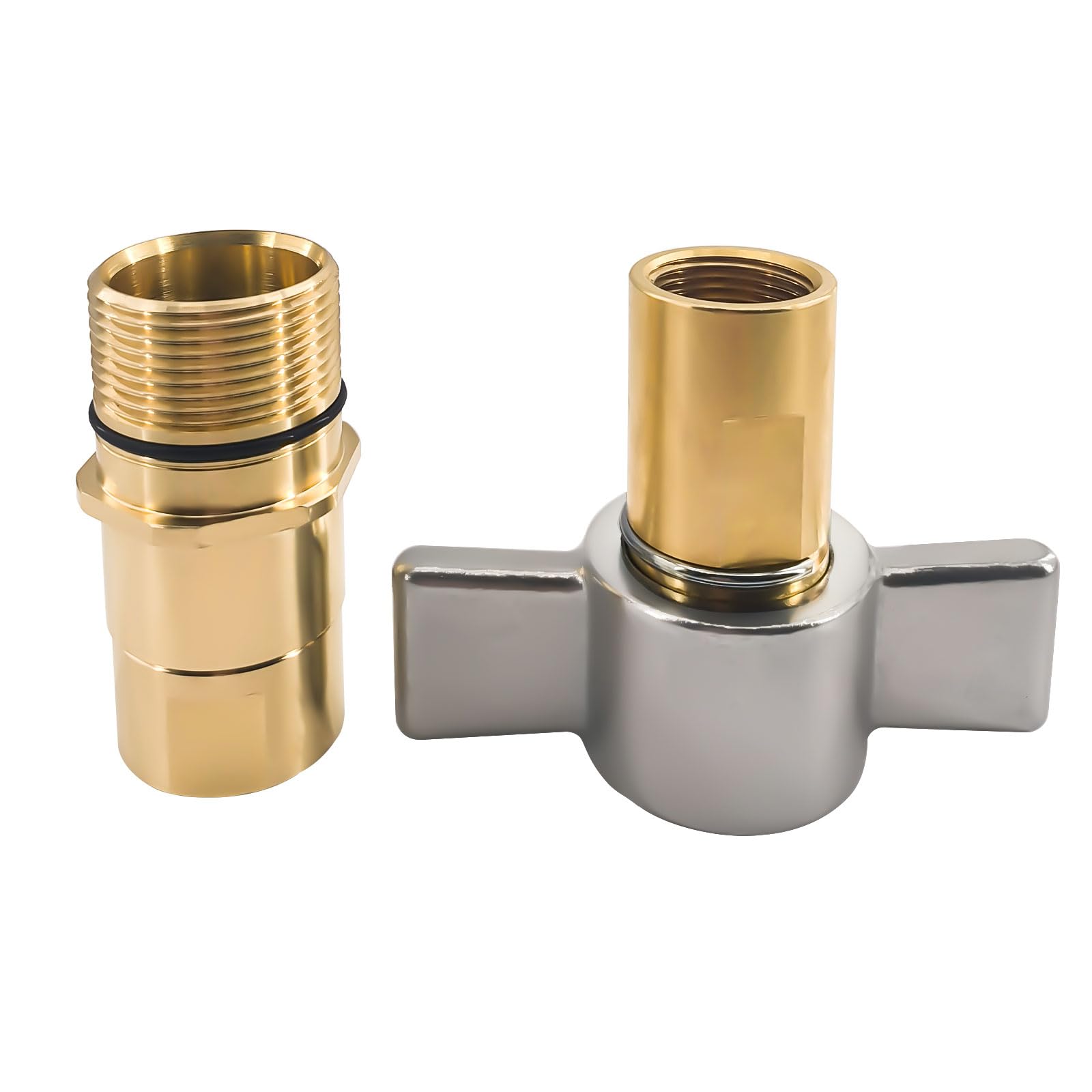 1-1/4" NPT Wet-Line Wing Nut Hydraulic Quick Disconnect Coupling Set,1-1/4" Body Heavy Duty Brass Coupler and Nipple fit for Dump Trailer Live Bed Equipment(2pcs)