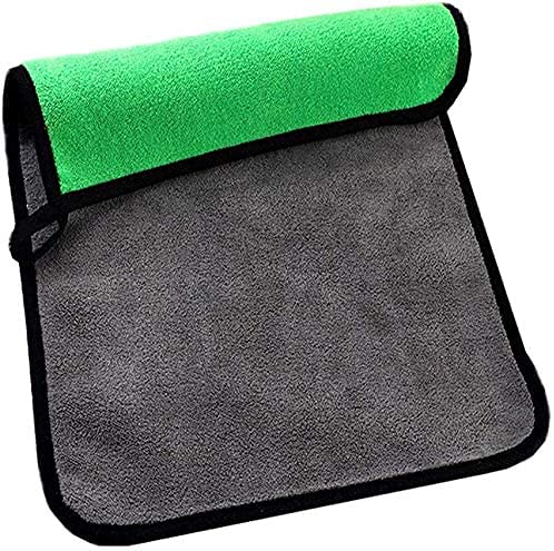 Image of Auto Hub Heavy Microfiber Cloth for Car Cleaning and Detailing, Double Sided, Extra Thick Plush Microfiber Towel Lint-Free, 800 GSM (Size 40cm x 40cm) /Pack of 1, Color: Green