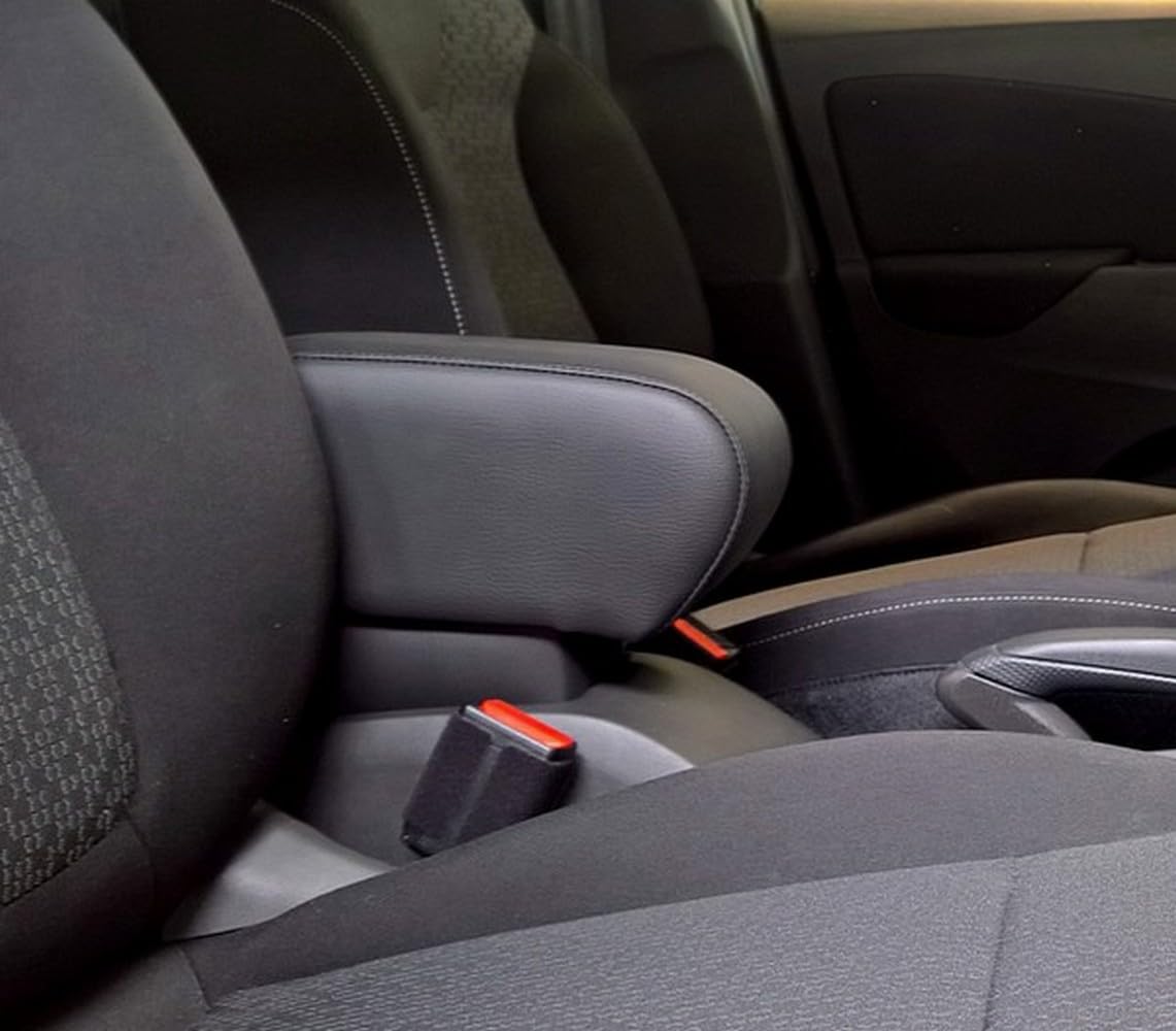 WOOD COMPANY Bracciolo compatibile con Opel CROSSLAND X in eco pelle di colore nero, montaggio ad incastro integrato invisibile con grande portaoggetti.