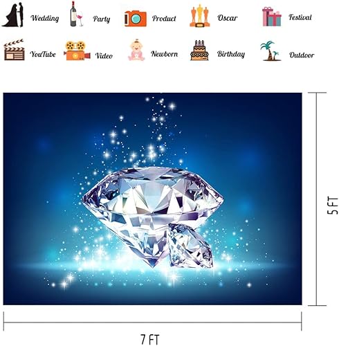 Miniatura 2 de Telón de fondo de diamantes brillantes, gemas de diamantes de cristal grandes (sin brillantina), decoración de boda, telón de fondo de fotos, vinilo