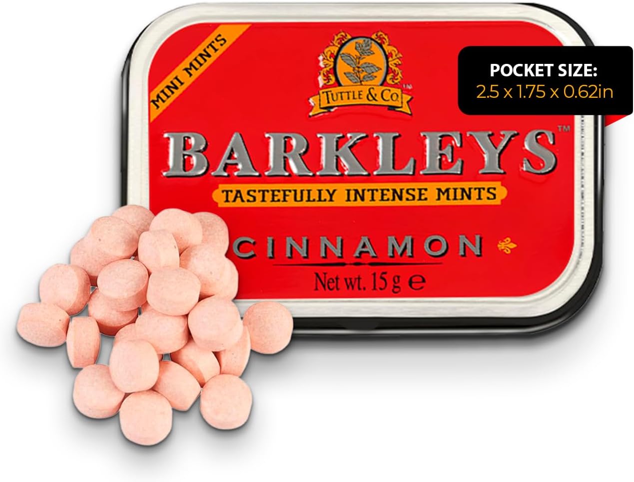 Cinnamon Breath Mints, Mini Candy - Strong Flavor, Cool Mint For Party, After Dinner, Wedding, Everyday Use-Vegan, Reusable Travel Tins,1 Pack 50 Count Each