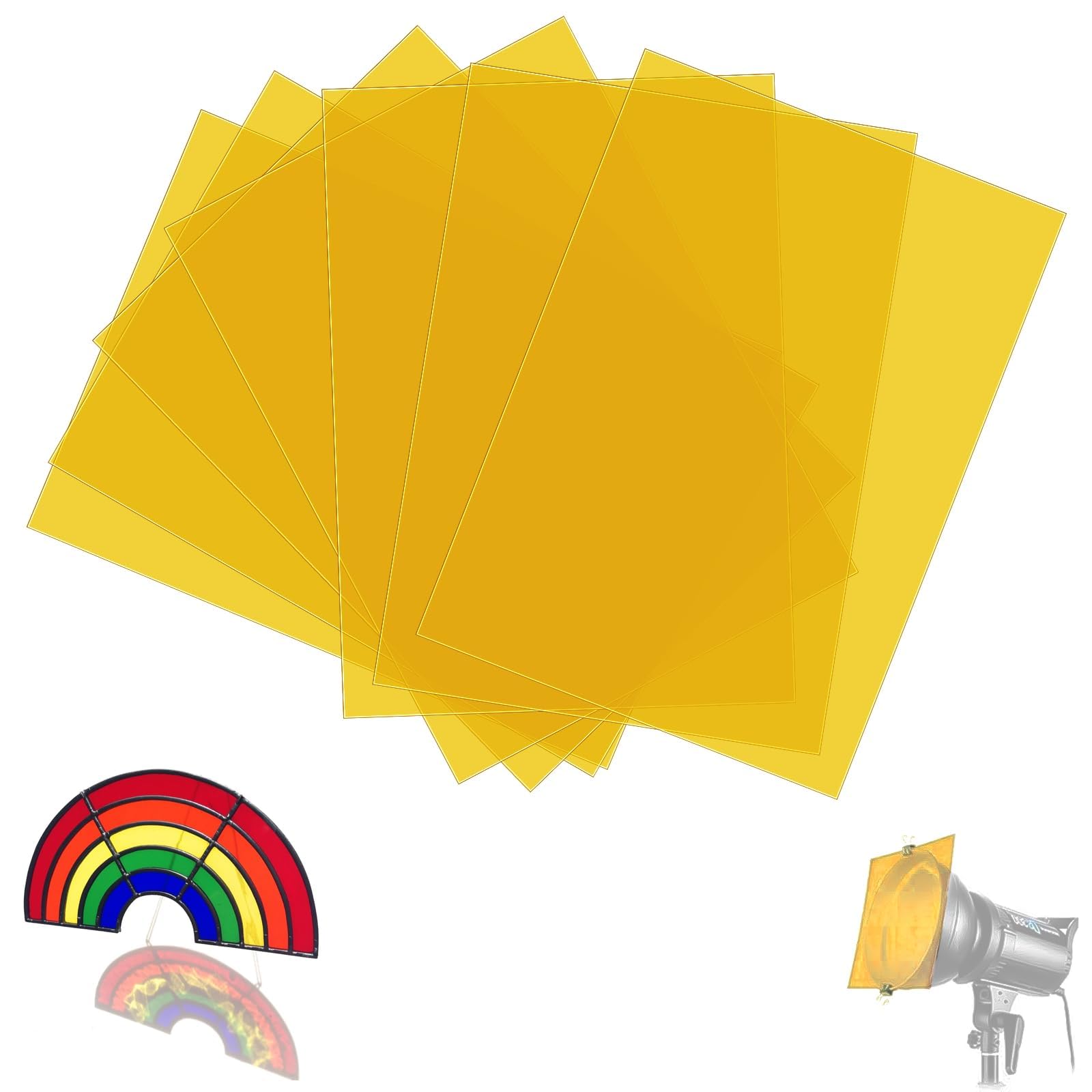 SWTYExt 7 Filtri A4 Gelatine 29,7 x 21 cm Giallo-Trasparente Sovrapponibili per Luce LED Studio Fotografico - Correzione Colore DIY