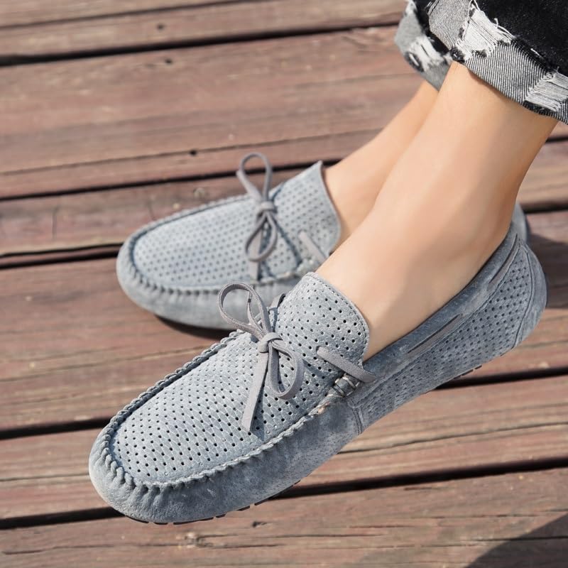 Mens Loafers Shoe Breathable Perforated Faux Leather Moccasins Driving Shoes Anti-Slip Slip Resistant Flexible Outdoor Slip-ons3