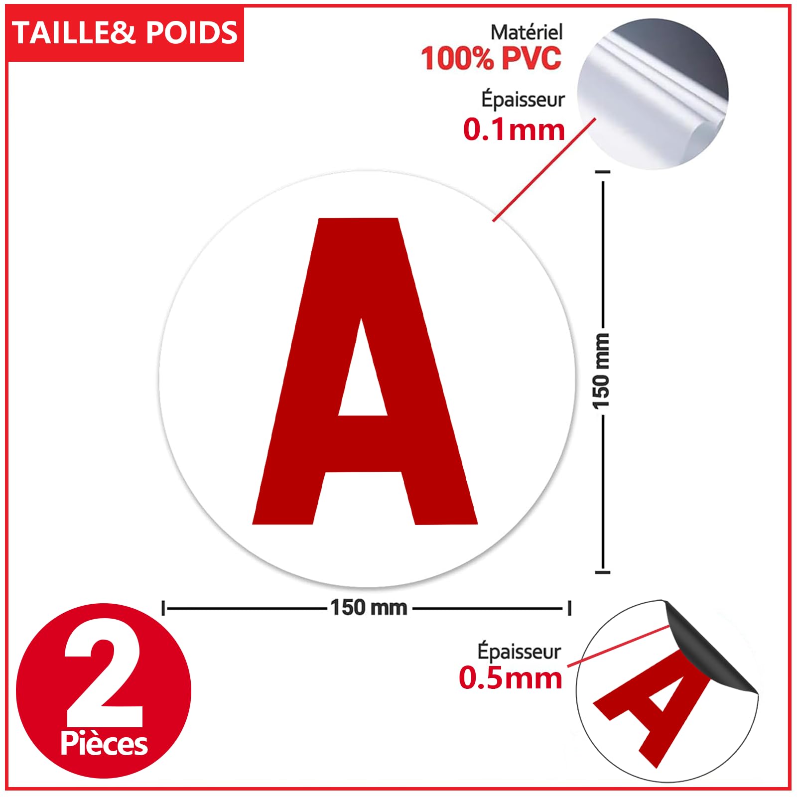 kinoco Disque Magnétique A (2PCS) – Marque Française 2025 – Aimant Voiture Jeune Conducteur - 4