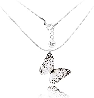 Collar Cadena con Colgante Hermoso Pequeño Colección de Jardín; Regalo Amistad Joyería Día San Valentín para Mujer (Estilo 26 - Mariposa Blanco y Negro)