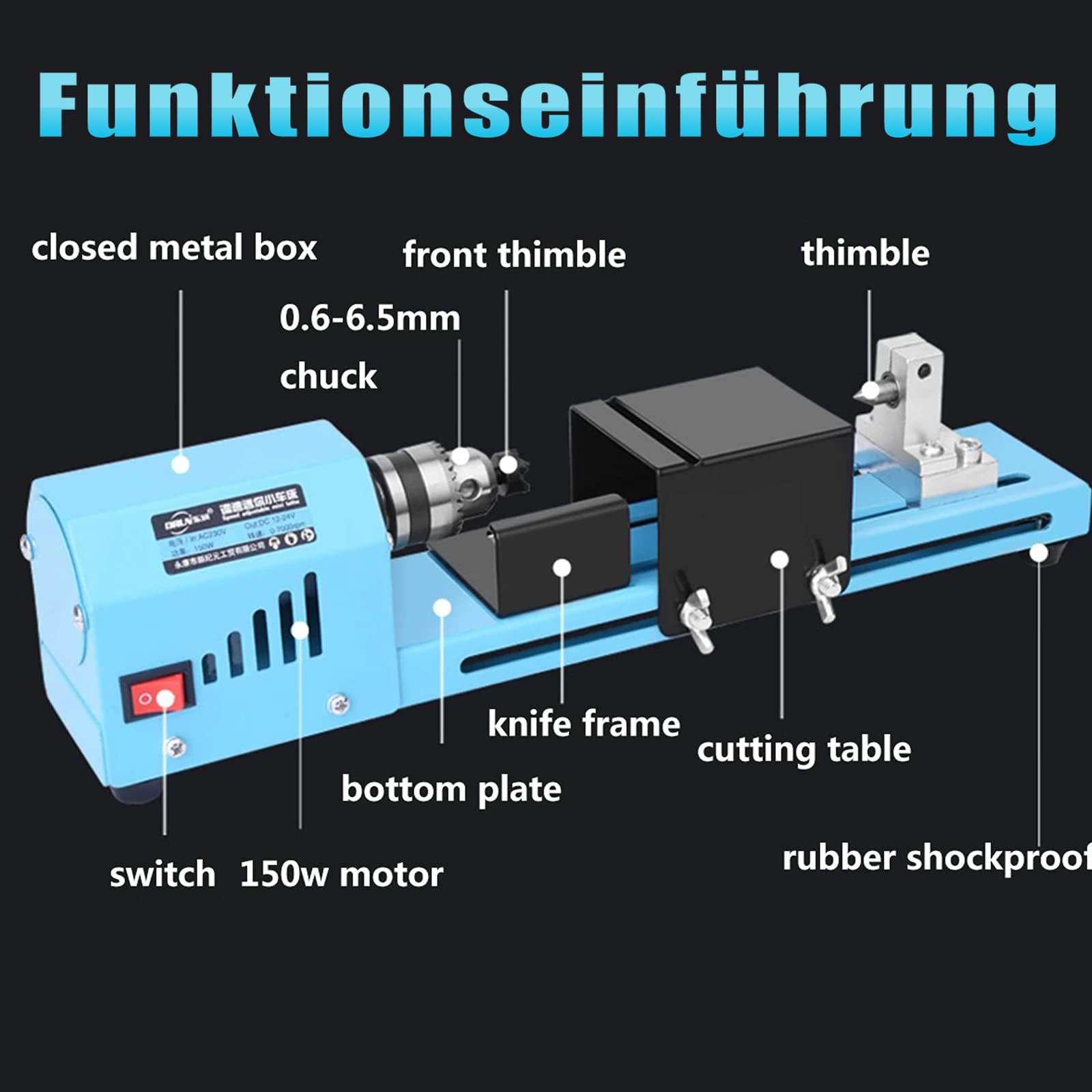 Mini Drehmaschine, 150W Metalldrehmaschine Poliermaschine, Mini Perlen Maschine Kleine Drehmaschine, 220V DIY Holzbearbeitung Buddha Perle Drehmaschine Drehbank Feindrehmaschine
