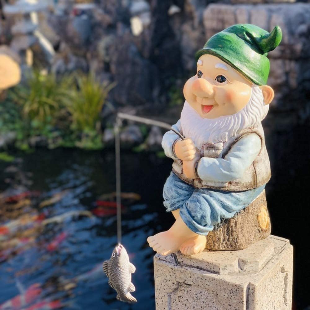 Krasnal wędkarski ogrodowa statuetka ogród na zewnątrz trawnik ozdoba dekoracja