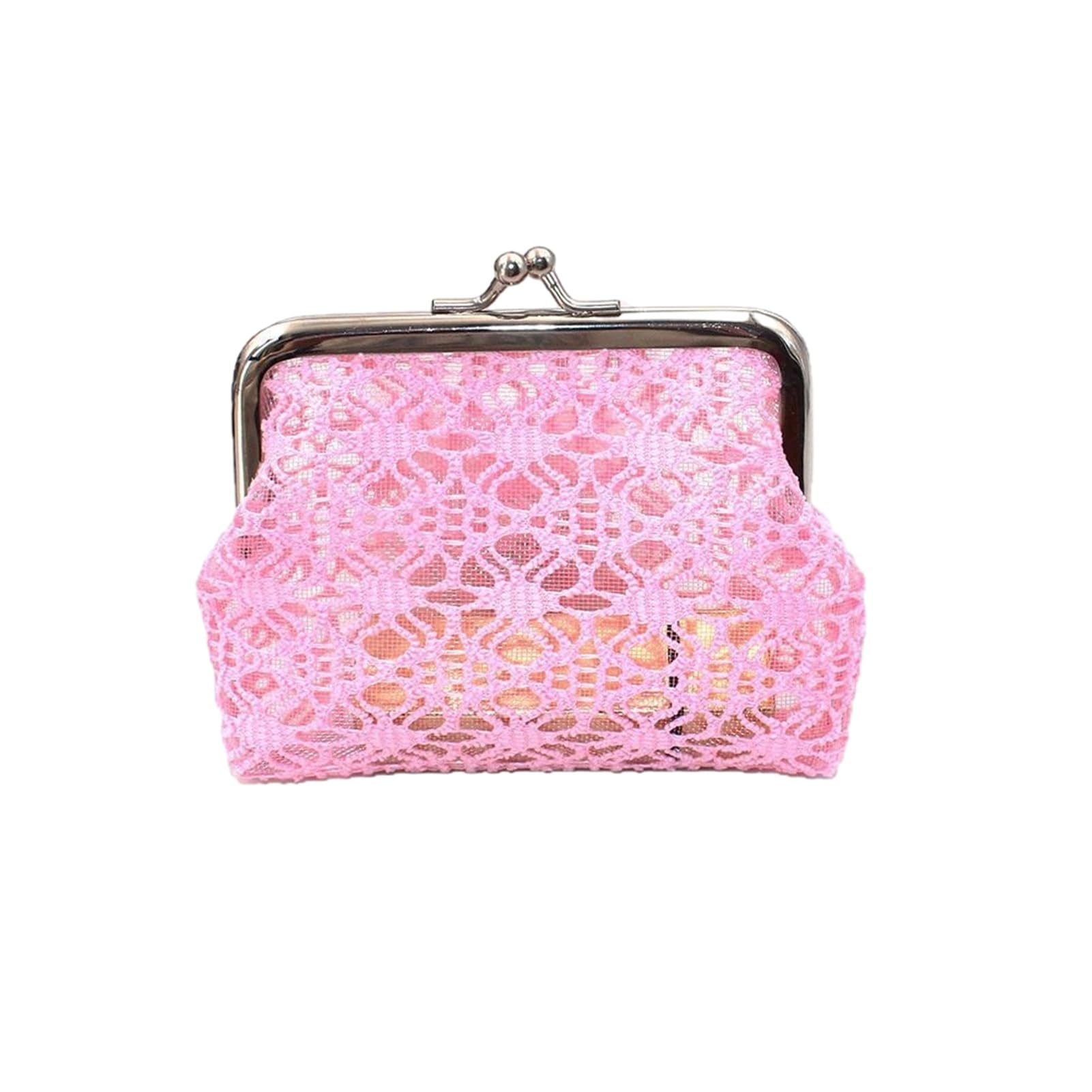 matumou Women Lace Coin Purse, Mesh Small Change Purse, Kiss Lock Closure Pouch for Cash Lipstick