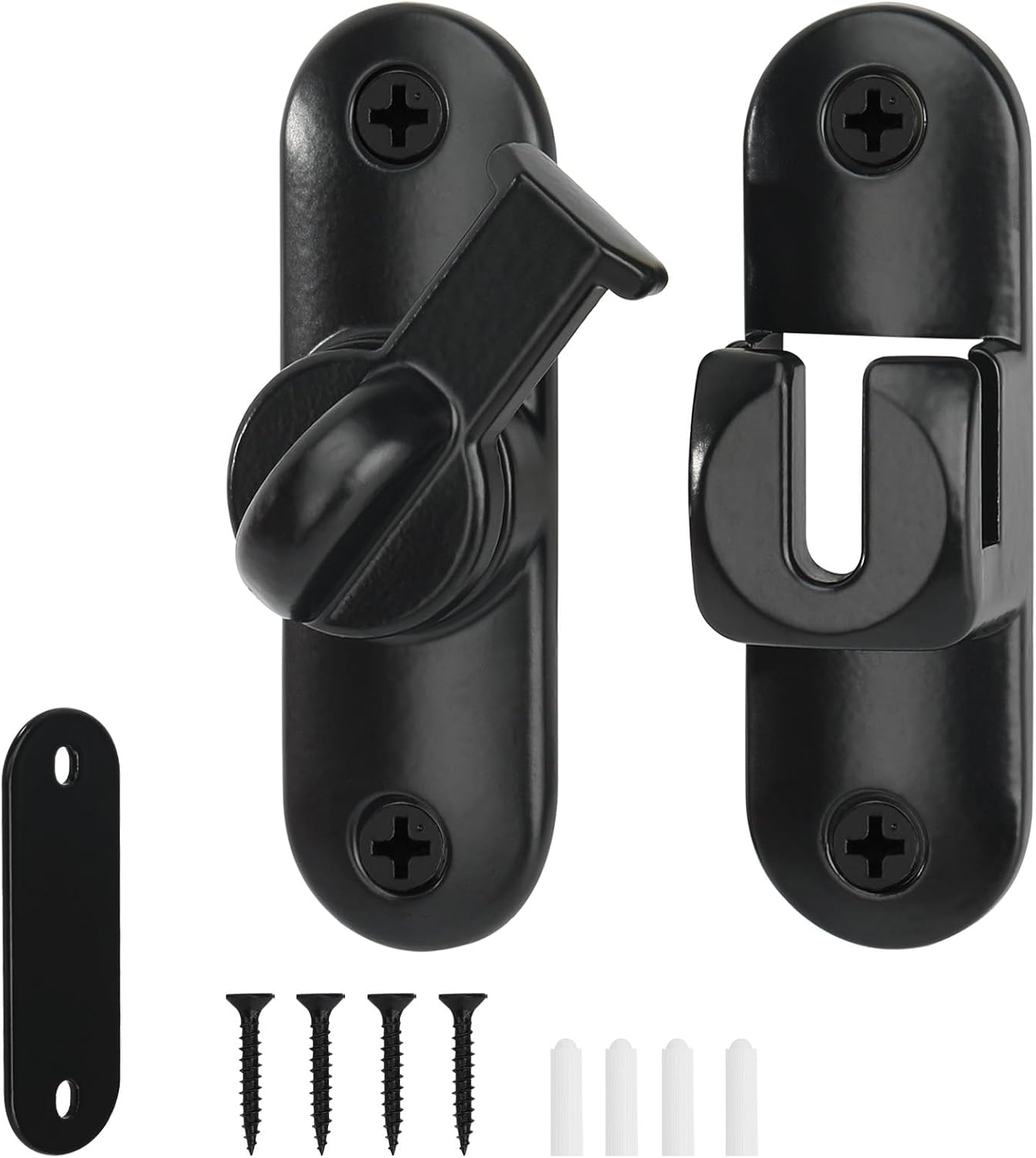 Flip Door Latch Gate Latches 90/180 Degree Barn Door Lock Safety Door Lock for Barn, Sliding Door, Garden, Bathroom, Cabinet, Window Outdoor (2, Gray)