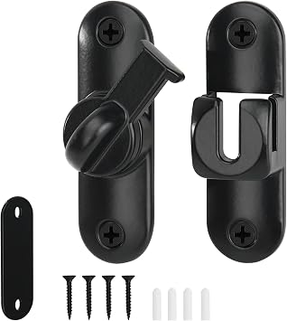 Flip Door Latch Gate Latches 90/180 Degree Barn Door Lock Safety Door Lock for Barn, Sliding Door, Garden, Bathroom, Cabinet, Window Outdoor 1, Black