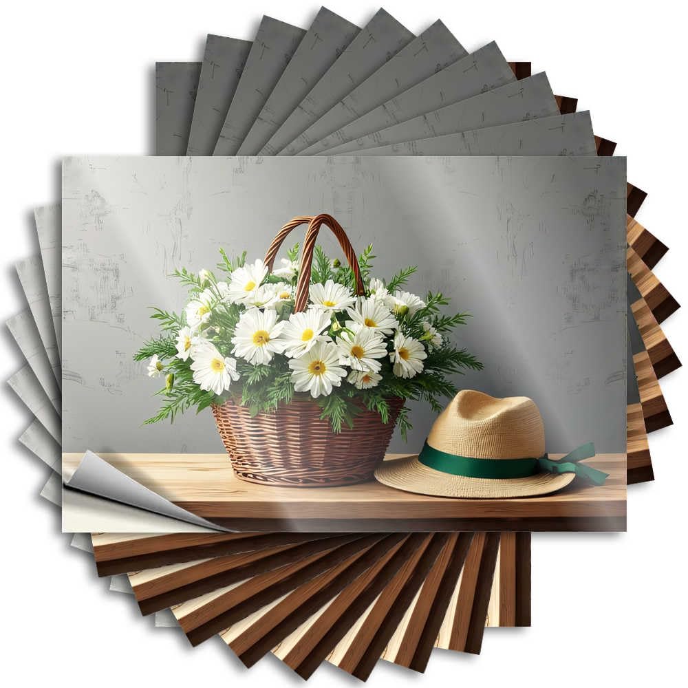 Decals Fall Peel and Stick - Springtime Serenity with Daisies and Hat Bottle Feminist Waterproof Vinyl for Items(12X18CM)
