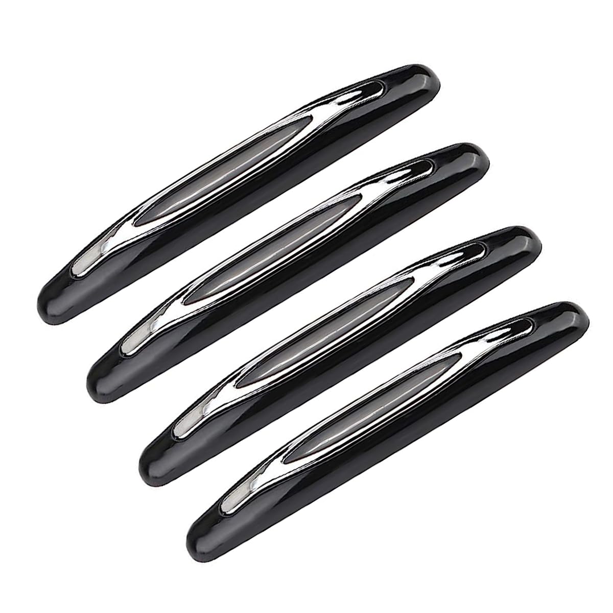 YU WELL4Pack Car Anti-scratch Strip, Universal Car Auto Door Edge Trim Guard Protector Anti-scratch Decor Strip Sticker (Black/Silver, Model 1)