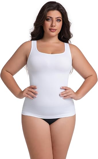 Tank Tops Scoop for Women Square Neck Compression Cami Shapewear Tummy Comtrol Slimming Seamless Body Shaper