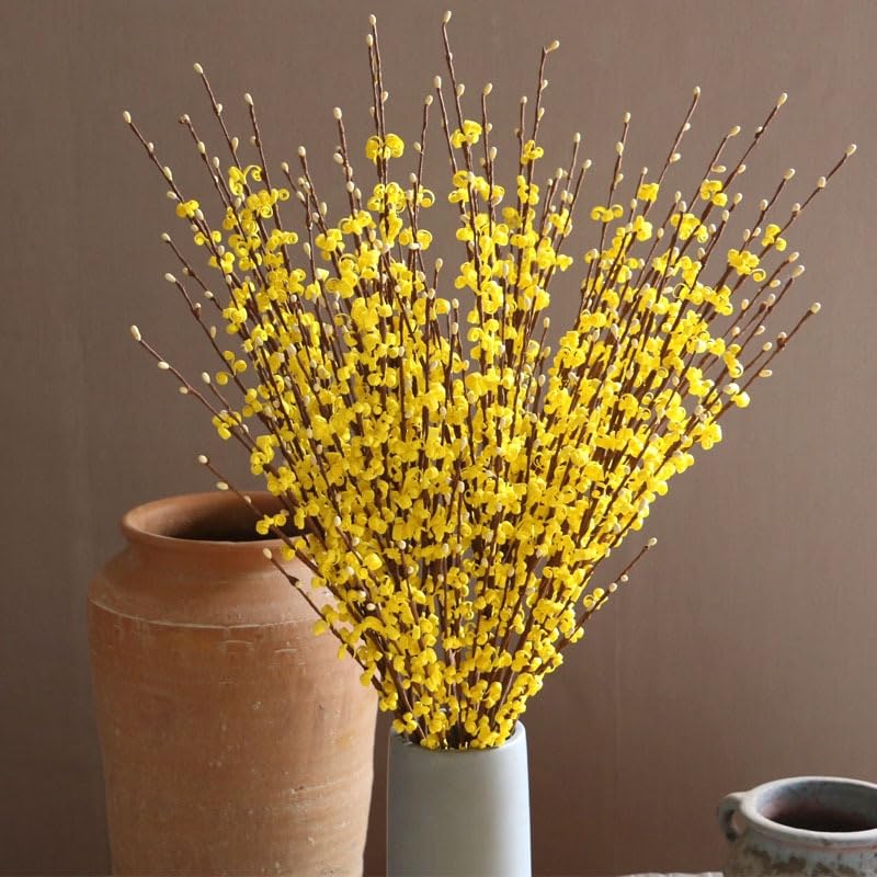 Jasmin artificiel jaune 9 tiges 80 cm pour remplacer les fleurs fanées