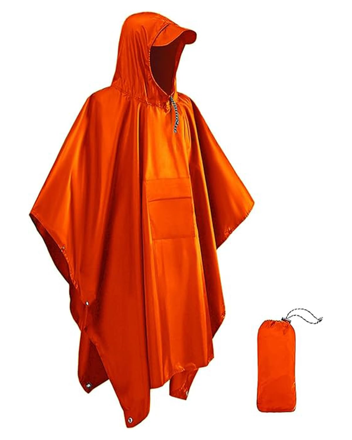 Victoper Waterproof Poncho Adult, Lightweight Reusable Rain Poncho Adult Waterproof for Outdoor Hiking Camping Cycling Traveling Waterproof Raincoat with Emergency Grommet Corners Orange