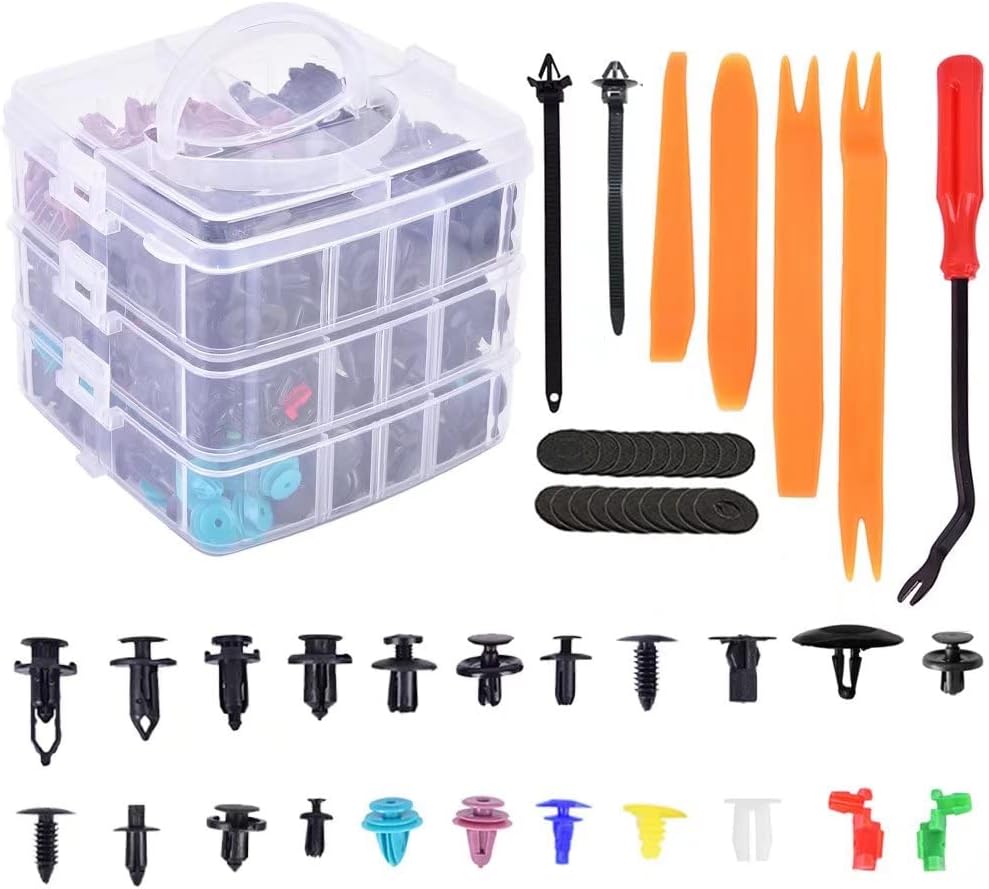 Plastic Retainer Clips Car Fasteners Clip Auto Accessories, 723PCS Bumper Clips Kit Auto Rivets Fasteners Kit with 10 Cable Ties for Honda Toyota GM Ford Chevy
