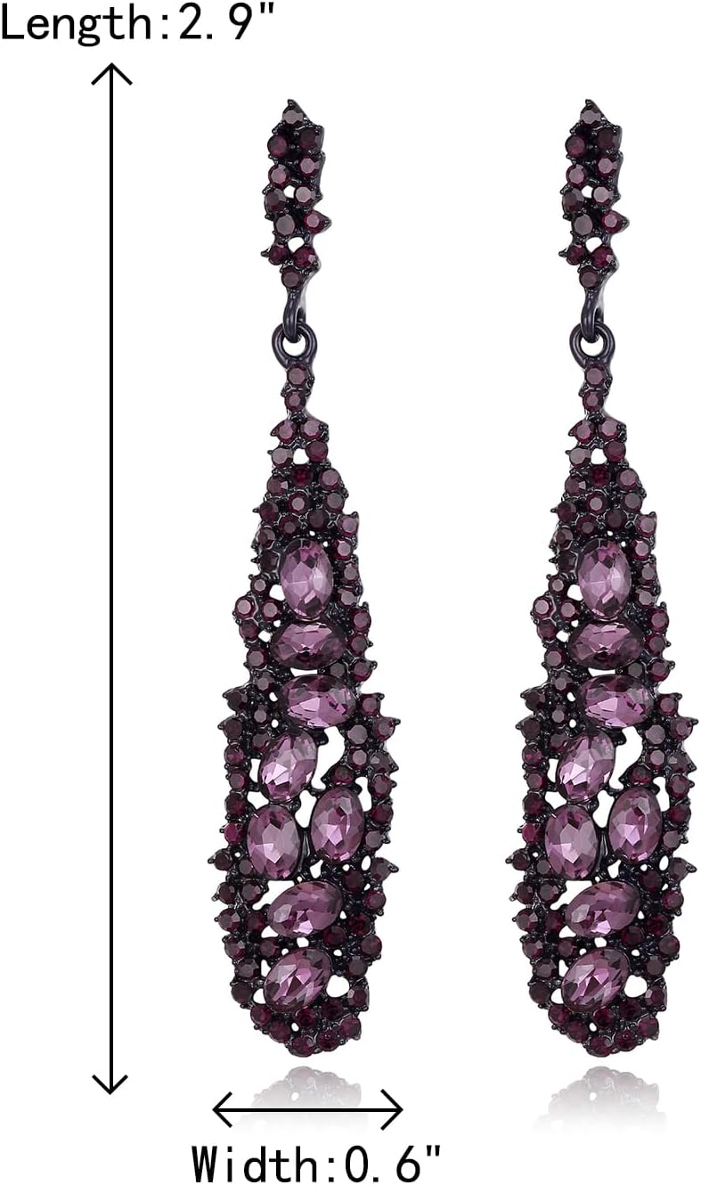 Crysdue Rhinestone Bridal Dangle Earrings for Prom Party, Crystal Cluster Chandelier Wedding Earrings for Women Bride Bridesmaid - Image 5