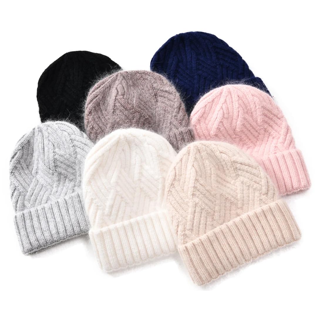 Wvapzxx Chapeaux Tricotés En Cachemire Uni Pour Femmes, Bonnet Chaud Et Élégant Pour L'hiver