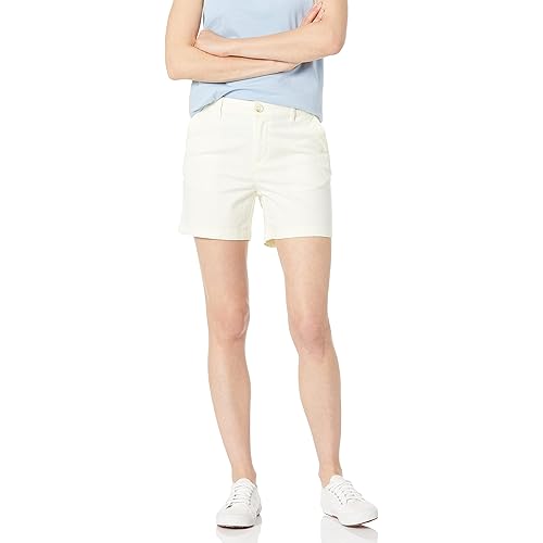 Amazon Essentials Women's Mid-Rise Slim-Fit 5 Inch Inseam Khaki Short (Available in Straight and Curvy Fits)