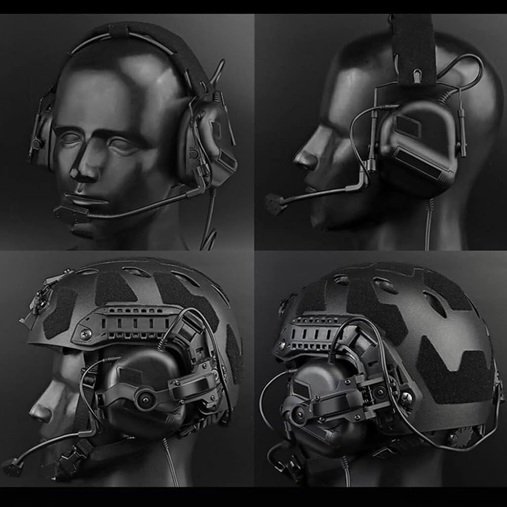 FAST HELMET ブラック マイク付き Amazon.co.jp: マイク付きヘッドフォン、FASTヘルメットARC