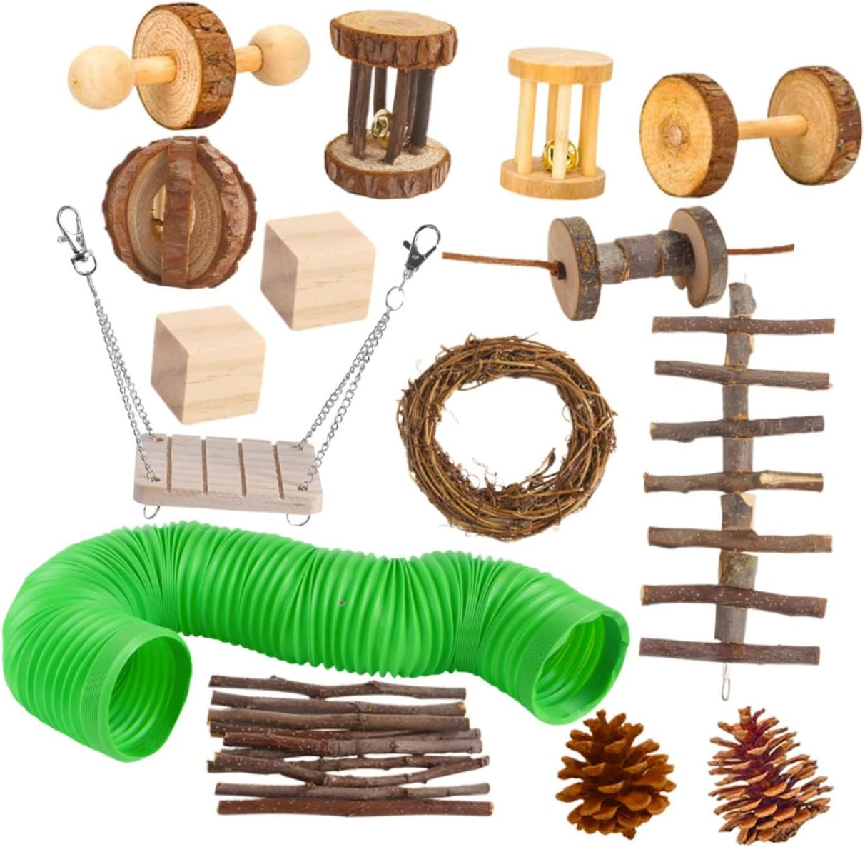15pcs Wooden Pet Toy Hamsters Guinea Pigs and Animals Natural Chew and Teeth Care Plaything for Exercise and Fun Activities