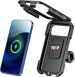 Suporte Celular Impermeável Capa Celular Moto Case Prova d'água Carregamento Turbo Via Indução Wireless Cabo USB C Universal Motos Guidão Retrovisor Waterprool Capinha Chuva Gps para Moto