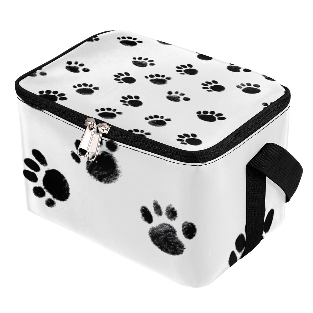 GzLeyigou Lunch Bags for Women Men 9 Cans,Black Paw Prints Hot & Cold Food Delivery Bag Insulated Grocery Bag Insulated Lunch Box Paw Cooler Bag for Office Work Picnic Beach