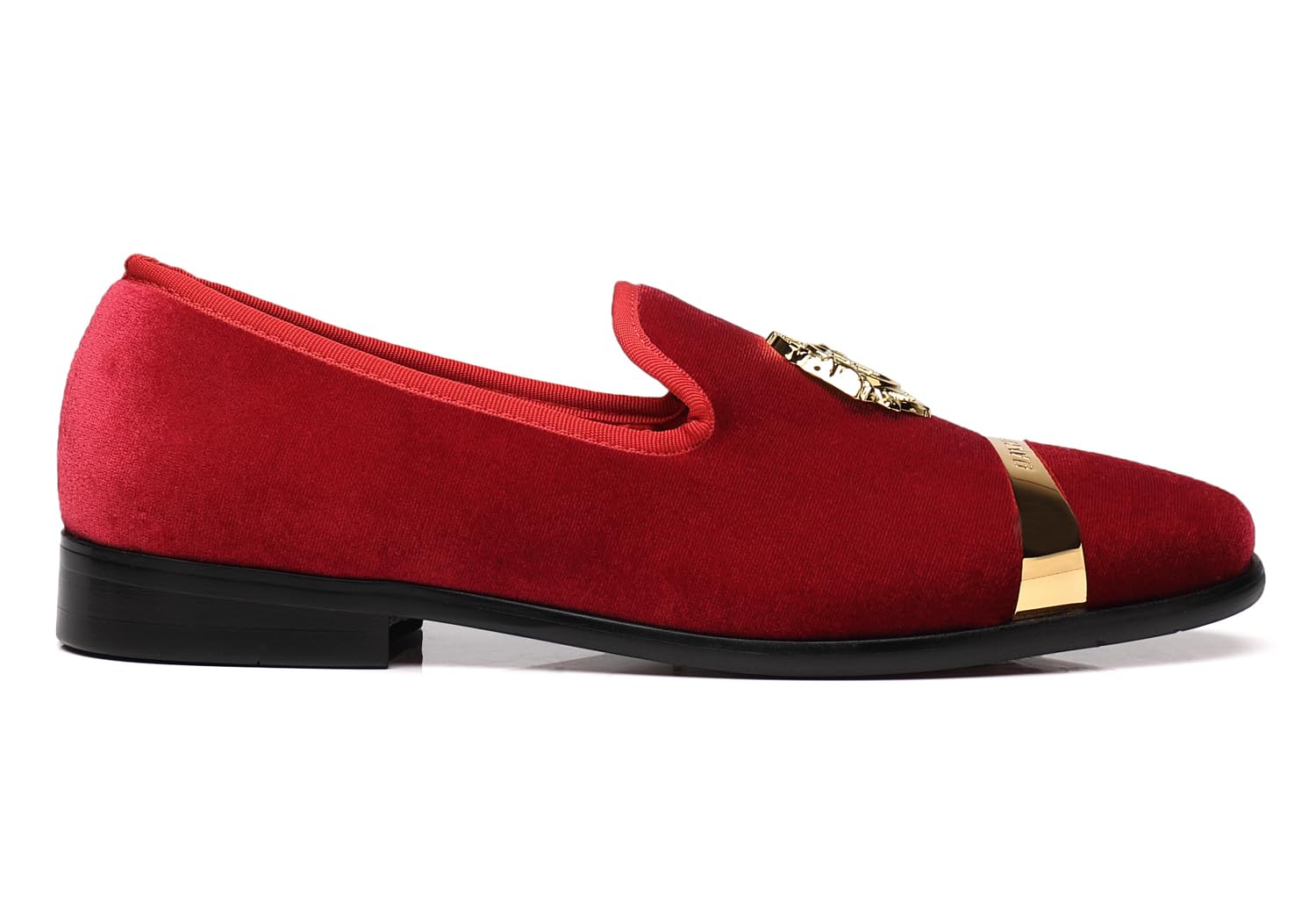 ELANROMAN Men's Velvet Loafers Dress Fashion Wedding Party Prom Shoes: 9.5 Red