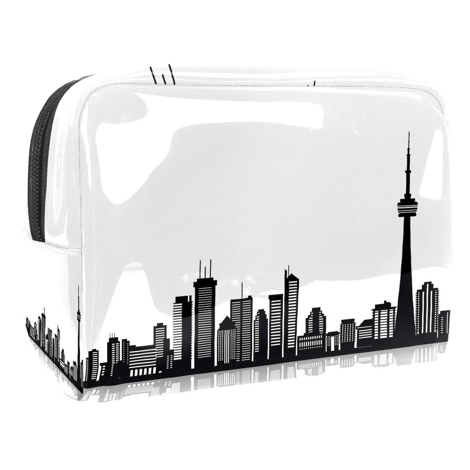Cosmetic Bag for Women Canadian Toronto Black White Travel Toiletries Bags Large PVC Makeup Handy Pouch Organiser with Zipper