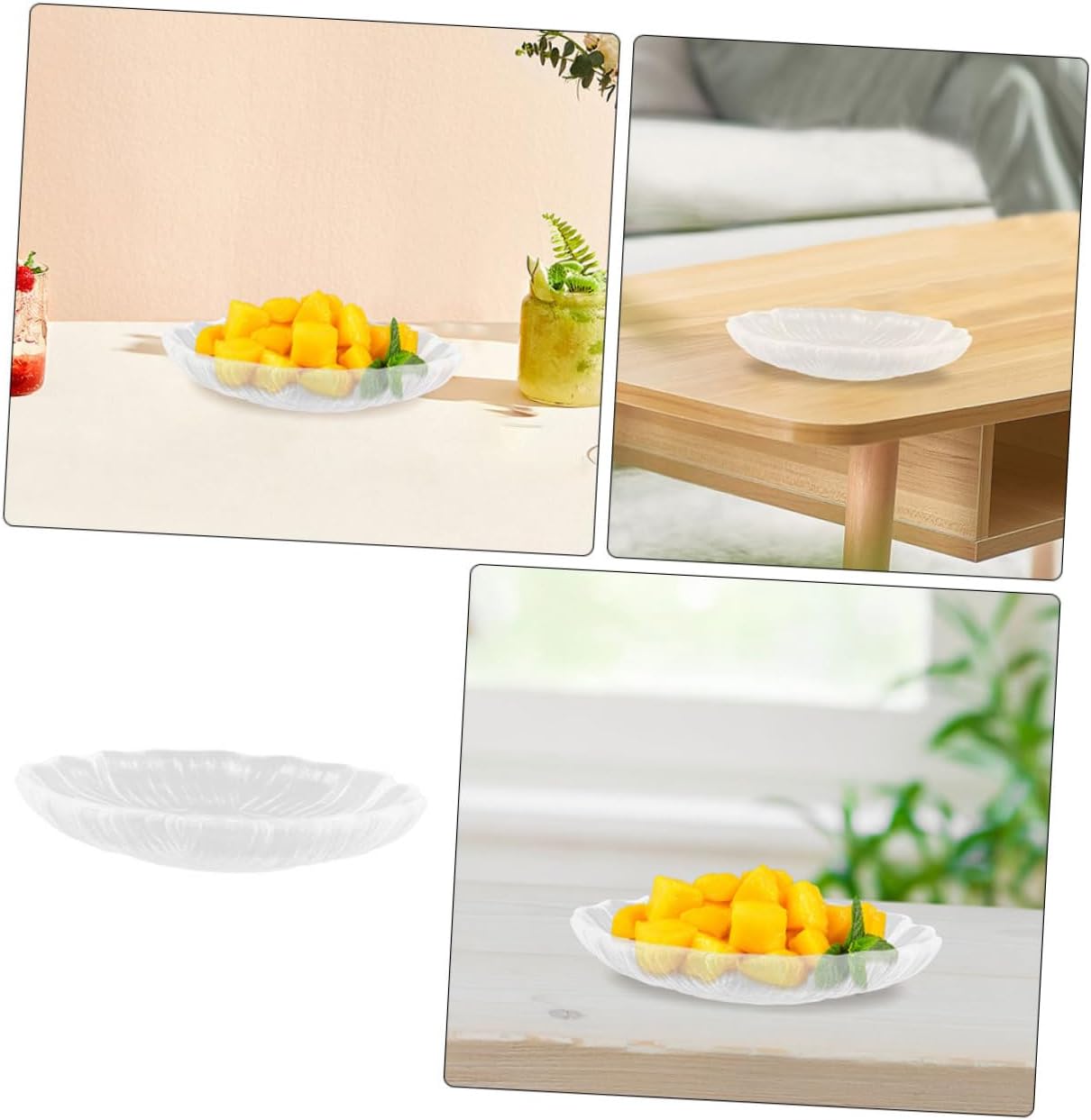Garneck 8pcs Cup Coasters Glass Teacup Coasters Saucers for Cups Home Table Mat