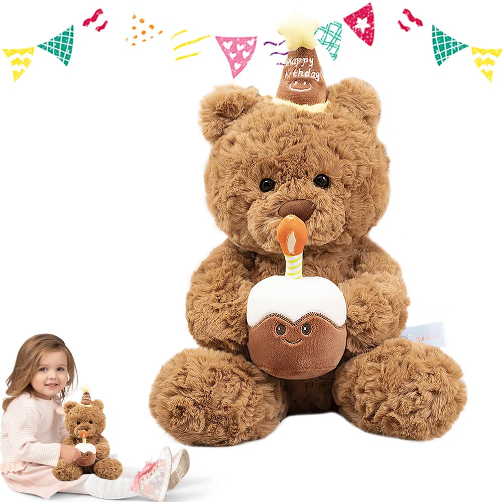 Oso de Peluche, 30cm Tierno Juguete de Peluche, Oso de Peluches Compañero Feliz Cumpleaños, Regalo para Niño Novia, para Navidad Día de San Valentín Cumpleaños Boda Fiesta