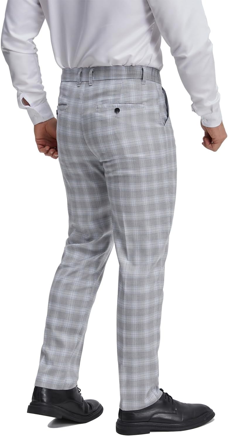 ALLELMS Mens Chinos Classic Fit Dress Pants Expandable Waist Flat-Front Formal Pants - Image 2