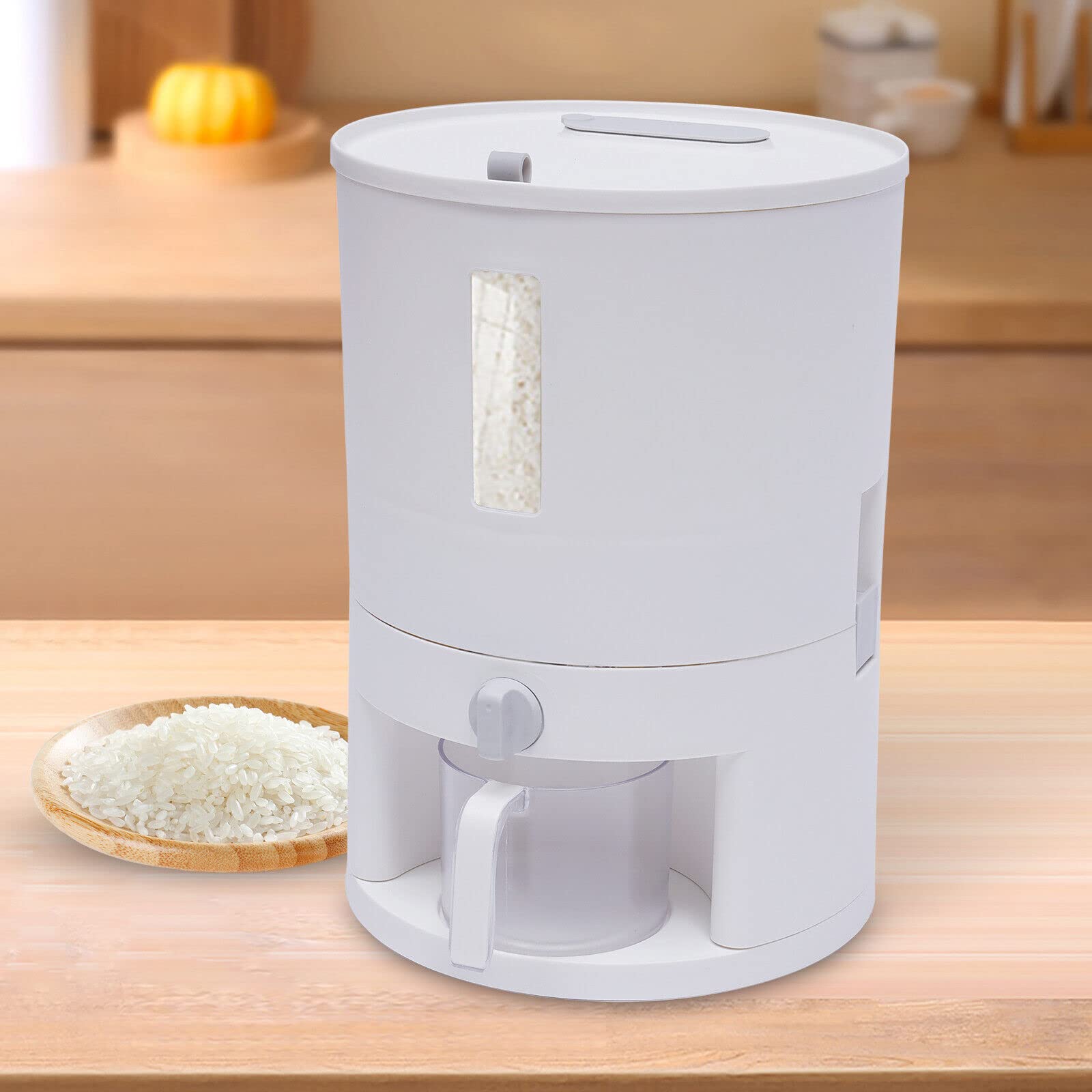 Distributeur de Riz 6 kg – Récipient de Stockage Alimentaire avec Fenêtre Transparente et Doseur Gradué, Hermétique, pour Riz Noir, Riz Jaune et Céréales