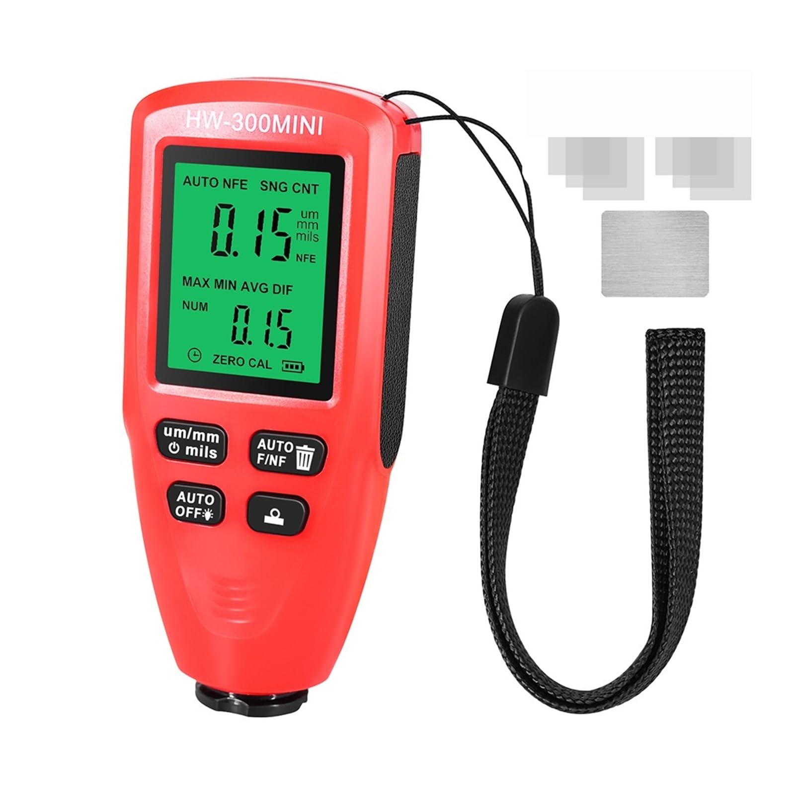 HW-300PRO lakier samochodowy Film automatyczny miernik grubości 0-2000UM Fe i NFe Tester grubości powłoki ręczne narzędzie do malowania samochodowego(HW-300MINI Red)