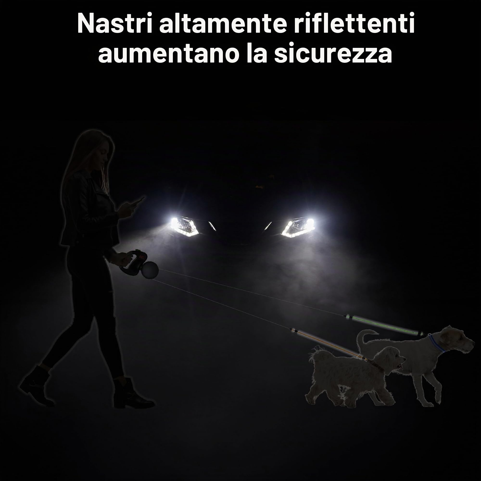 Wigzi Dual Doggie 2 Guinzaglio retrattile per i cani, 22.7 kg per guinzaglio del cane