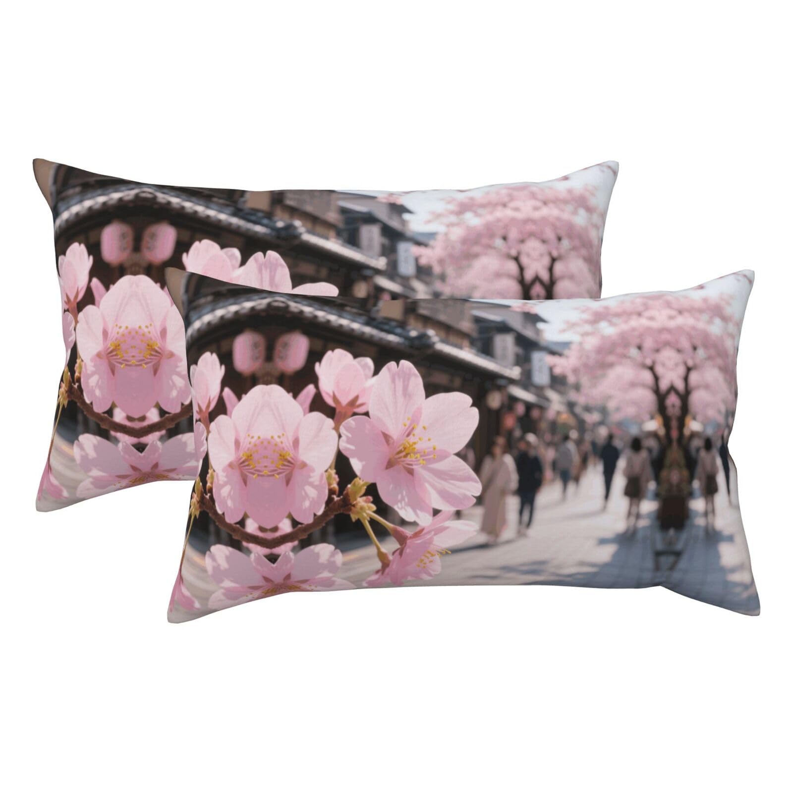 Cherry Blossom Pink Luxury King Pillowcases Set of 2, Plush Velvet Feel Pillow Covers with Hidden Zipper, Skin & Hair Friendly, 20x36 Inches Pillow Cases for Sleeping Gift