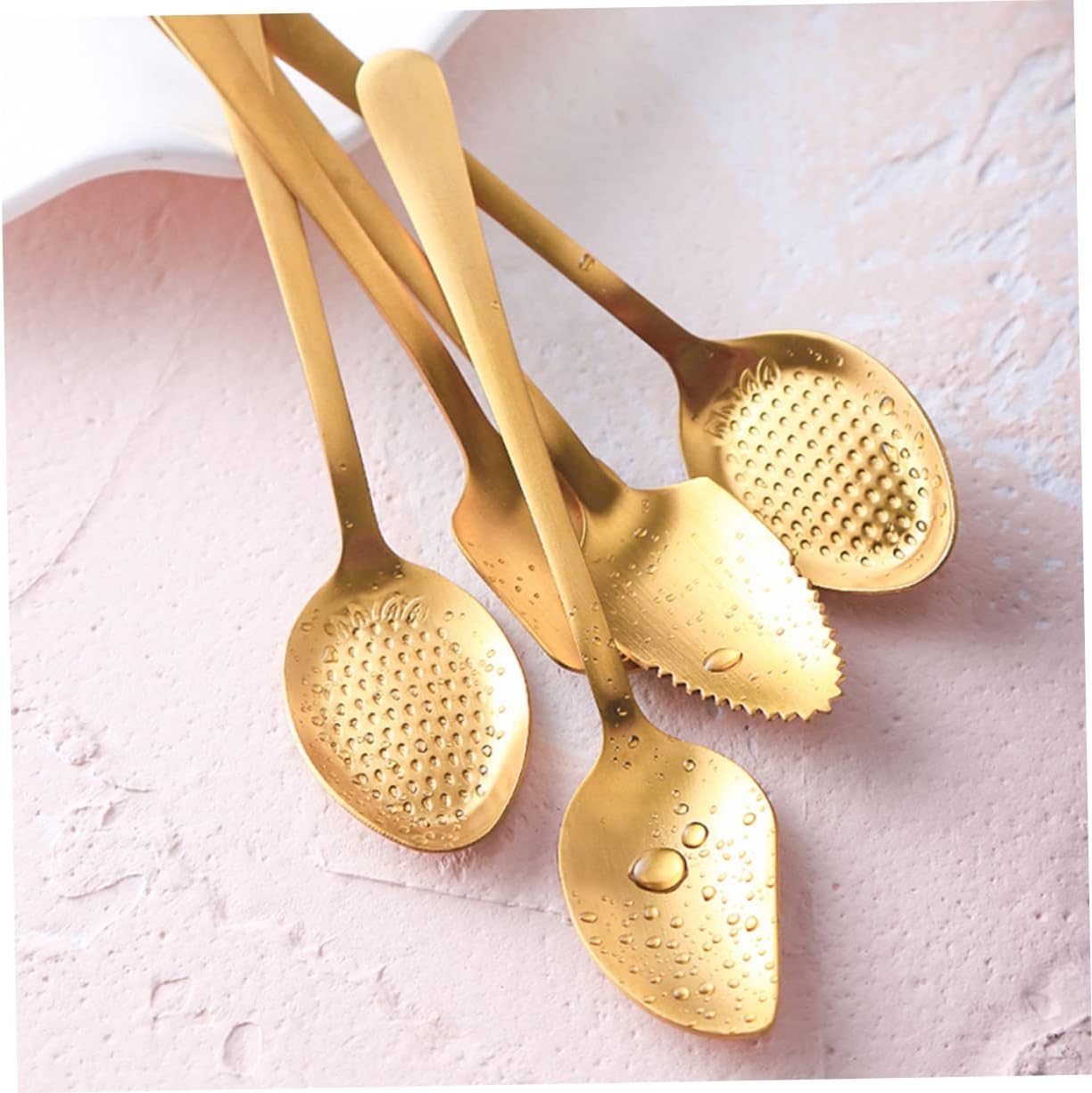 Forchette da Cena 6 Pezzi Coltello Forchetta Cucchiaio Set di Posate in Acciaio Inossidabile Set di Posate da Dessert per La Cucina di Casa Set di Posate Portatili,Gold-5 PCS