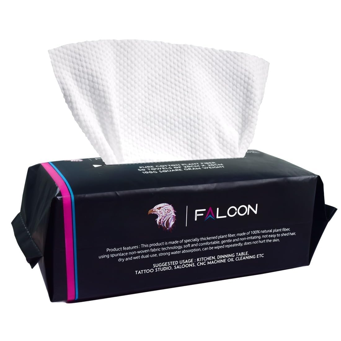 Falcon Disposable Face Towels for Makeup Removal Ultra-Soft, Biodegradable and Highly Absorbent, Travel-Friendly & Hygienic 50 Count (Pack of 2)-image-32