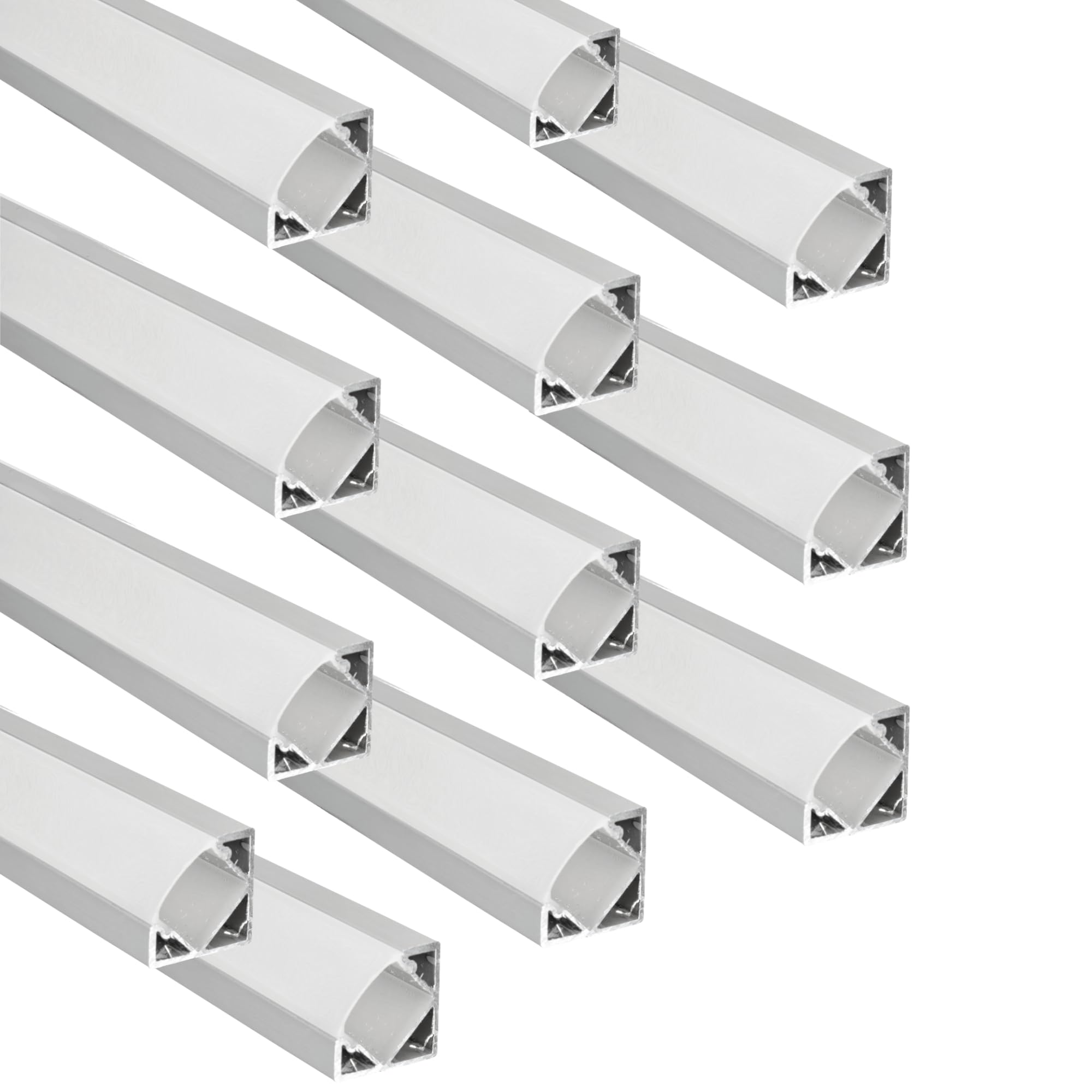 Jandei – 12 x Perfiles Aluminio Gris 1 Metro. Canal Forma V para Instalación de Tiras LED en Esquinas, Difusor Semitransparente. Incluye Tapas y Clips Montaje - 18,2mm x 18,2mm x 1m (Pack 12 uds)