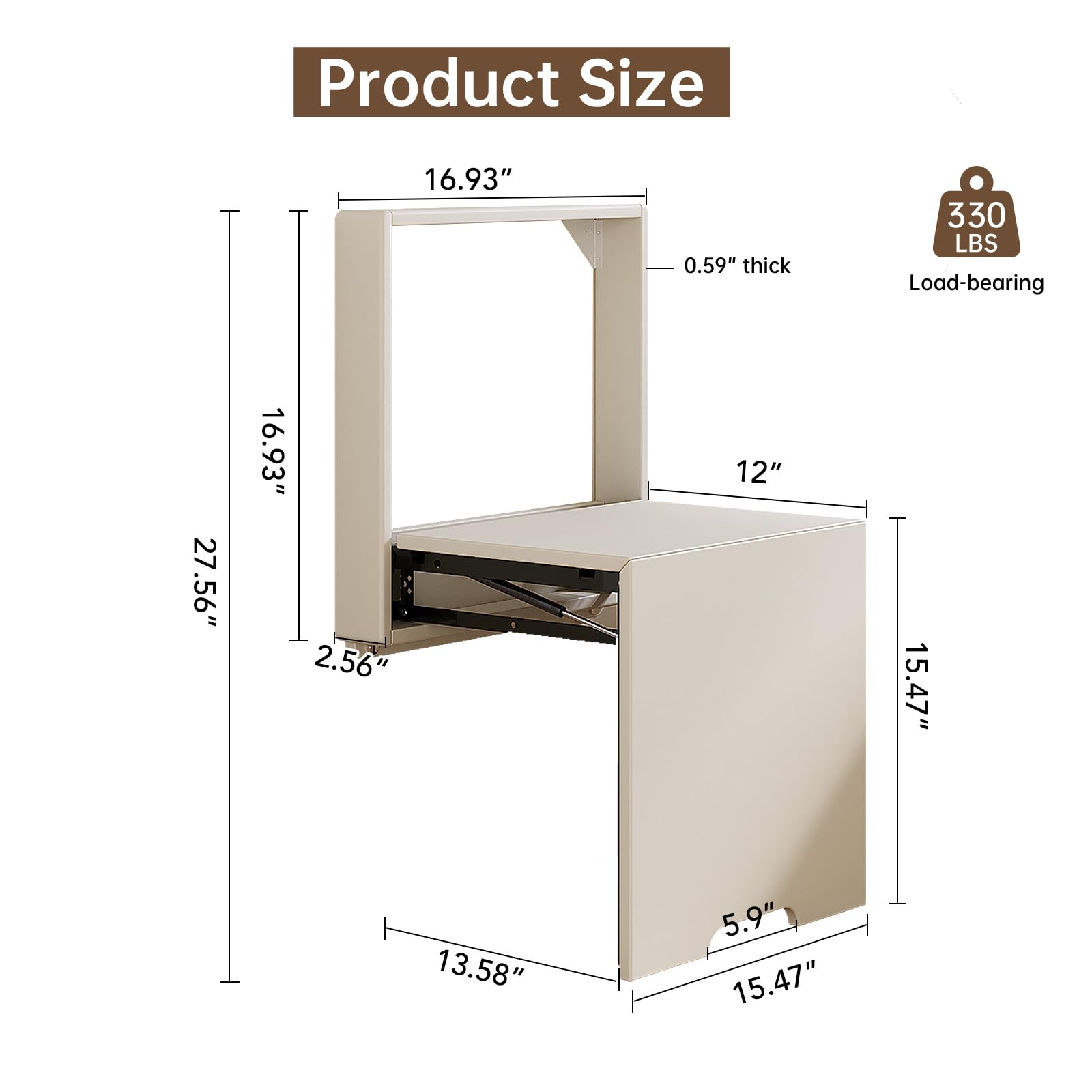 Miuuod Wall Mounted Folding Chair Solid Step Stools,Shoe Changing Stool,Door Shoe Footstool,Folding Wall Hang Balcony Living Stool,Space Saving Hidden Wall Stools,Folding Entryway Stool,Tea White